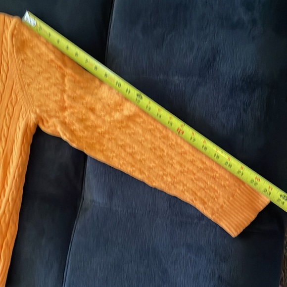 Lauren orange cable knit cotton sweater, medium, weight, size large, like new - Picture 7 of 7